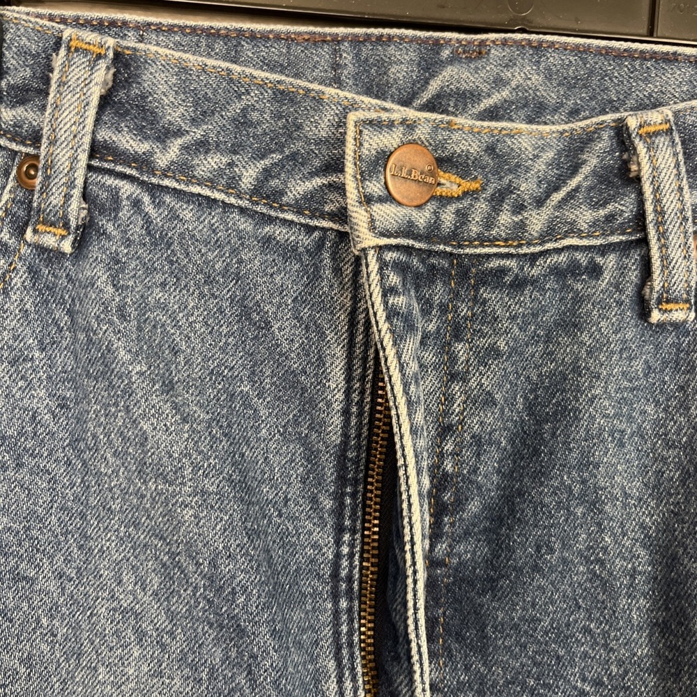LL Bean Mens Flannel Lined Jeans 38x32 Double L Comfort Waist Blue Denim Pants - Picture 5 of 11